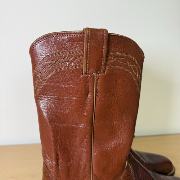 Justin Lizard Boots Women's 7 C Wide 3113 Cowgirl Boots Peanut Brittle Western - Picture 5 of 13